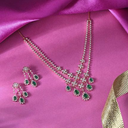 Scintillating Floral Astra Diamond Necklace Set