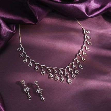 Sophisticated Astra Drop Design Diamond Necklace Set