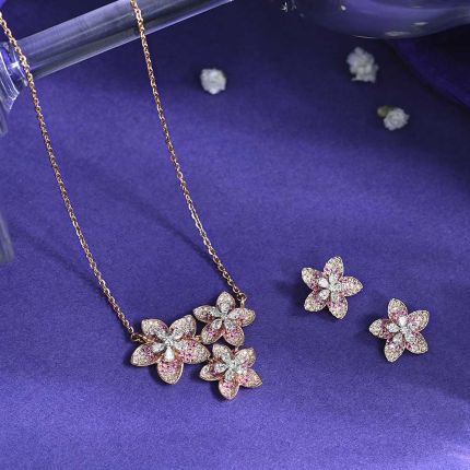 Gleaming 3-Floral Diamond Necklace Set