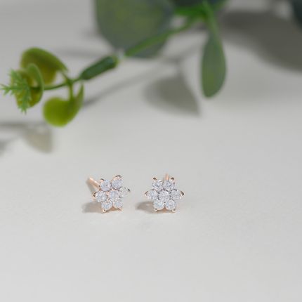 Floral Elegance Diamond Stud Earrings