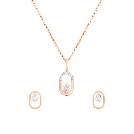 Stunning Geometric Design Diamond Pendant Set