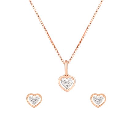 Light Heart Shaped Diamond Pendant Set