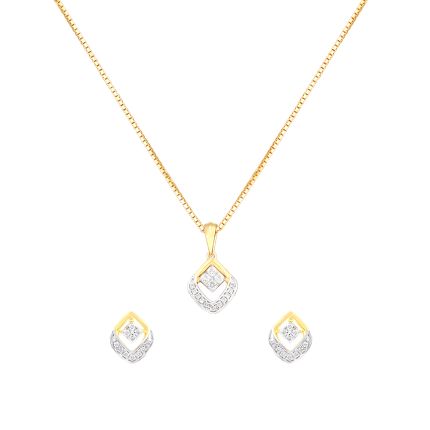 Alluring Drop Design Diamond Pendant Set