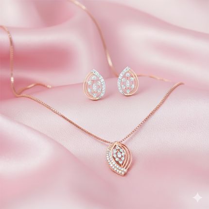 Enduring Drop Design Diamond Pendant Set