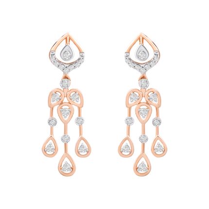 Elegant Leaf Diamond Rose Earring