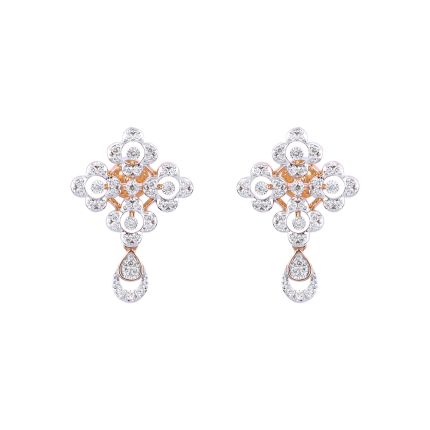 Minimal Clover Diamond Rose Earring