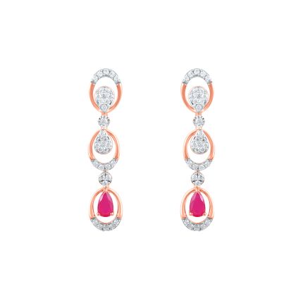 Elegant Astra Red Stone and Diamond Danglers