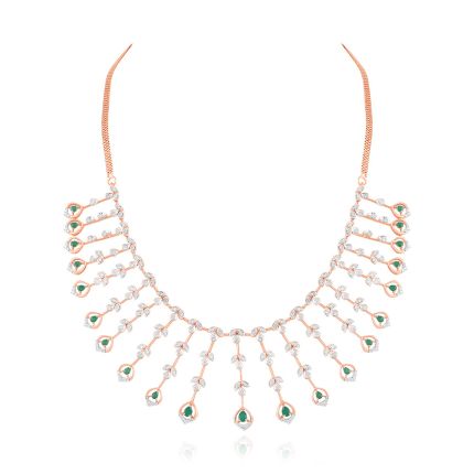 Exquisite Leaf Diamond Rose Necklace