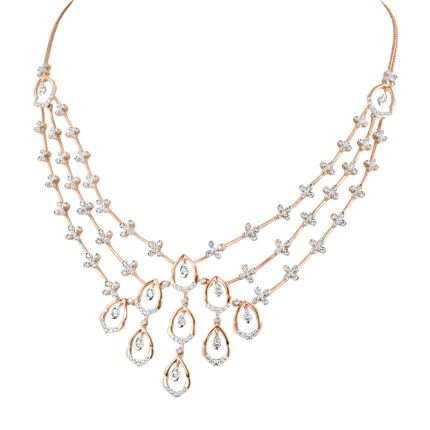Sophisticated Floral Diamond Rose Necklace