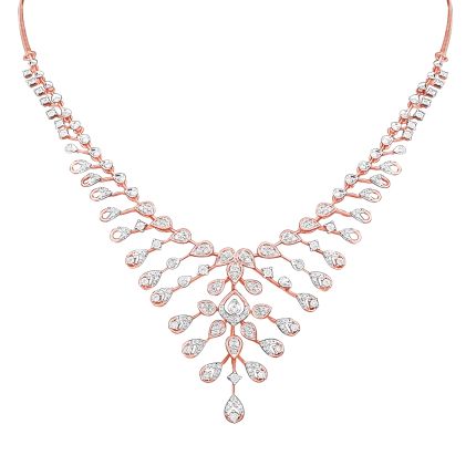 Timeless Leaf Diamond Rose Necklace