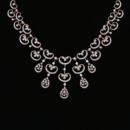 Chic Floral Diamond Rose Necklace