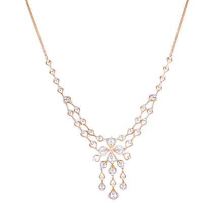 Delicate Floral Diamond Rose Necklace