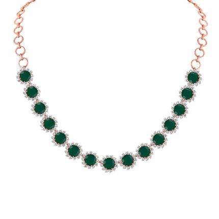 Floral Astra Green Onyx and Diamond Necklace