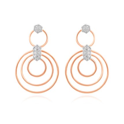Circle Diamond Dangler Earrings