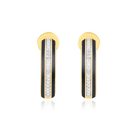 Striking Enameled Diamond Hoop Earring