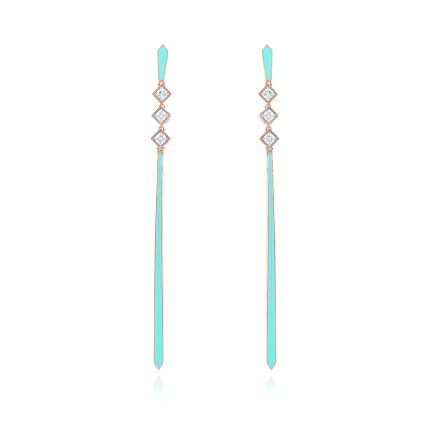 Chic Turquoise Diamond Drop Earrings