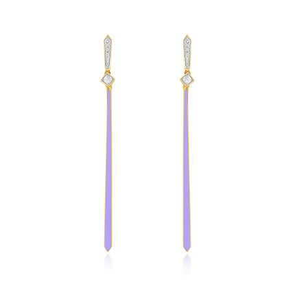 Sleek Enameled Diamond Drop Earrings