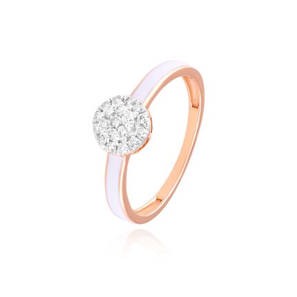 Radiant Enameled Diamond Ring