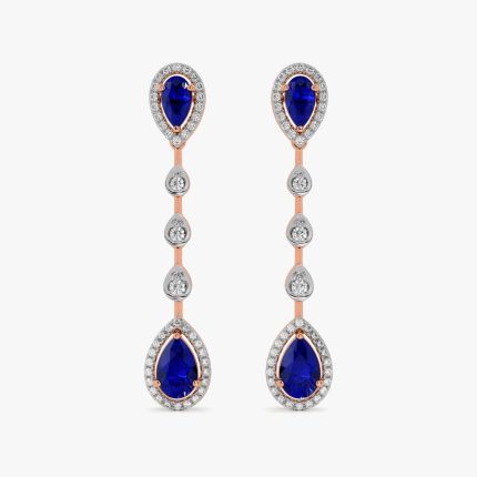 Blue Sparkle Diamond Drop Earrings 