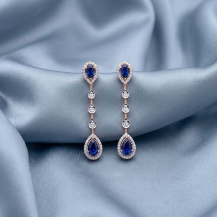Blue Sparkle Diamond Drop Earrings