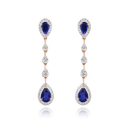 Blue Sparkle Diamond Drop Earrings 