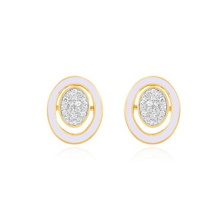Oval Enameled Diamond Earrings