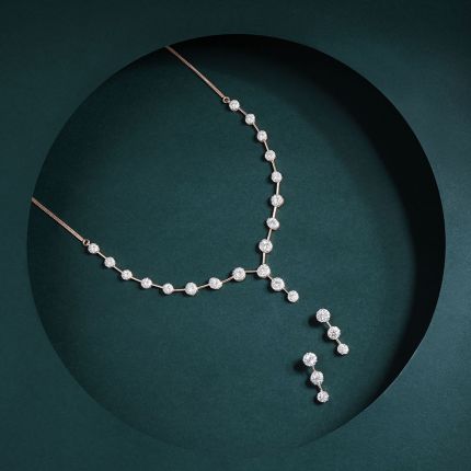 Array Of Diamond Clusters Necklace Set