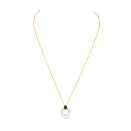 Geometric Design Oval Diamond Necklace