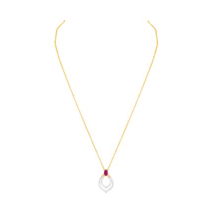 Graceful Leaf Diamond Yellow Necklace
