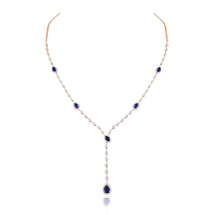 Blue Sparkle Diamond Lariat Necklace 