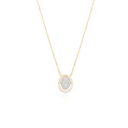 Oval Enameled Diamond Necklace