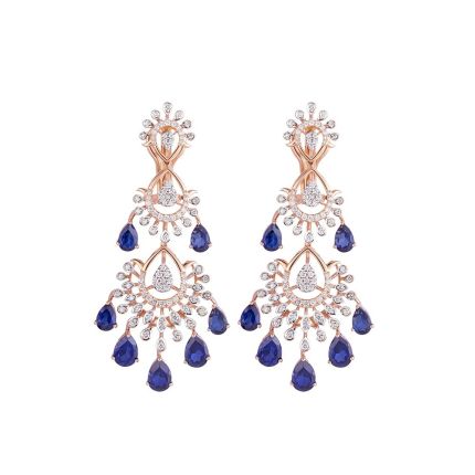 Charming Diamond and Blue Stones Earrings