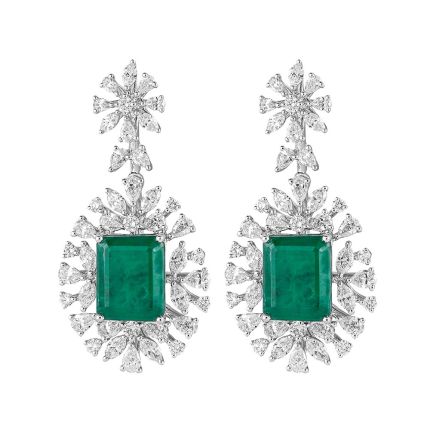 Elegant Floral Diamond White Earring
