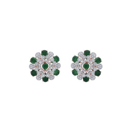 Glamorous Diamond and Emerald Studs