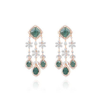 Royal Emerald Floral Earrings