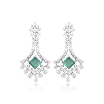 Green Hue Diamond Earrings