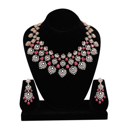 Charming Diamond and Blue Stones Necklace Set