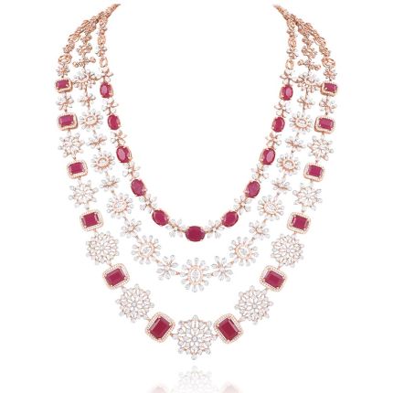 Aesthetic Floral Diamond Rose Necklace