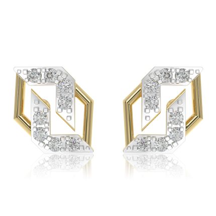 Refined Structural 9KT Yellow Gold Diamond Earrings