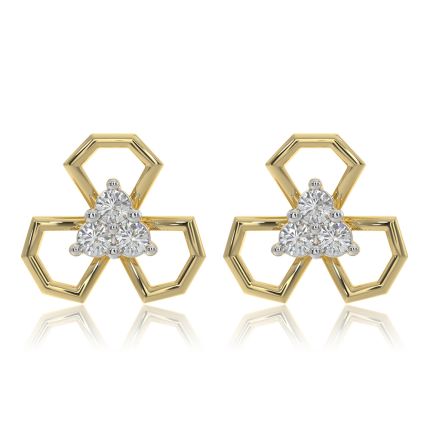 Clover 9KT Yellow Gold Diamond Earrings
