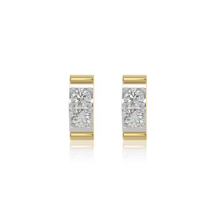 Sleek Boxy 9KT Yellow Gold Diamond Earrings