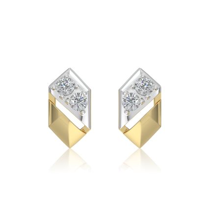 Angular 9KT Yellow Gold Diamond Earrings