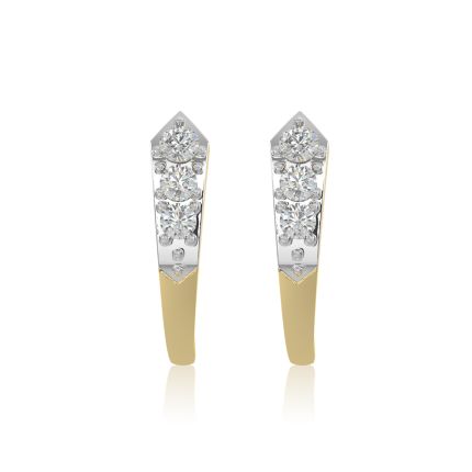 Curved 9KT Yellow Gold Diamond Earrings