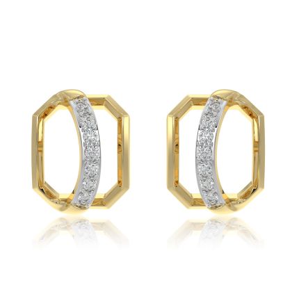Contemporary 9KT Yellow Gold Diamond Earrings