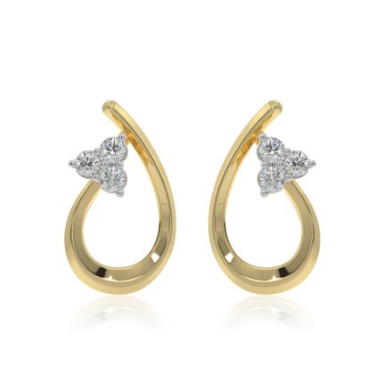 Delicate Flower 9KT Yellow Gold Diamond Earrings