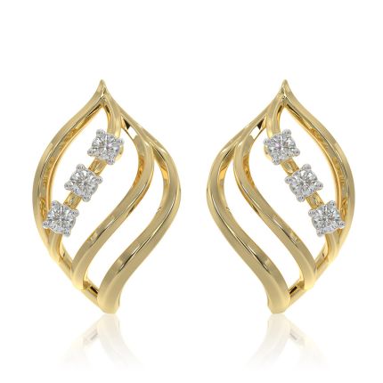 Everyday Leaf 9KT Yellow Gold Diamond Earrings