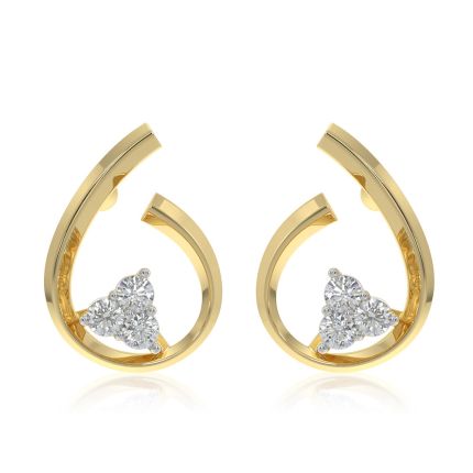 Versatile Curve 9KT Yellow Gold Diamond Earrings