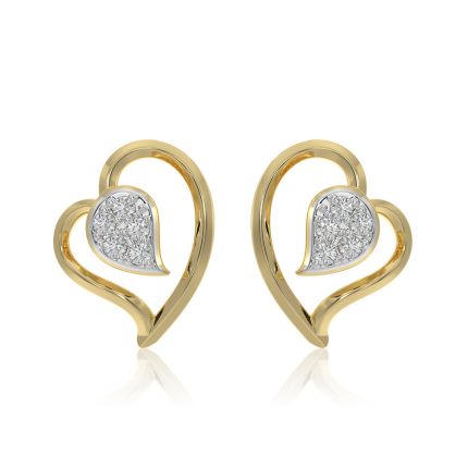 Delicate Heart 9KT Yellow Gold Diamond Earrings
