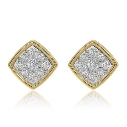 Daily Wear Angular 9KT Yellow Gold Diamond Earrings
