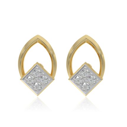 Minimal Layered 9KT Yellow Gold Diamond Earrings